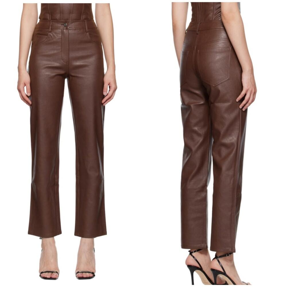 Miaou Chocolate Brown Junior Vegan Leather Pants